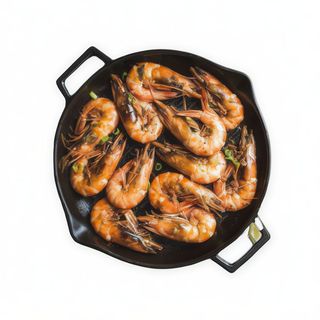 Gambas Sobre Bandeja Quemada