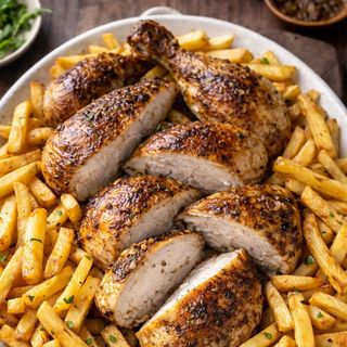 Pollo entero con patatas gratis