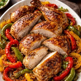 Pollo entero con pimientos gratis