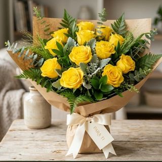 12 rosas Amarillas