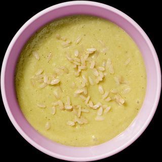 Verduras con merluza, guisantes y granitos de arroz (+9 meses)