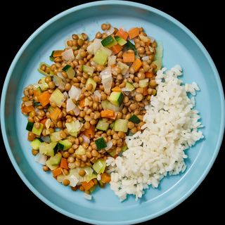 Lentejas con verduras y arroz (+10 meses)