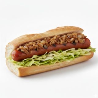 Perrito con lechuga y cebolla