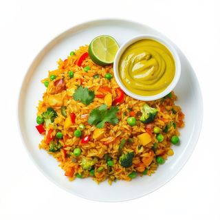 Arroz Tostado Vegetal Con Salsa Curry