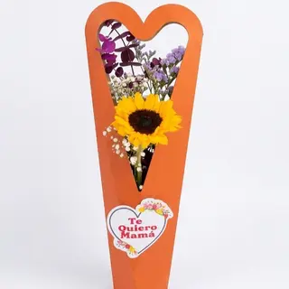 Caja corazonada con girasol