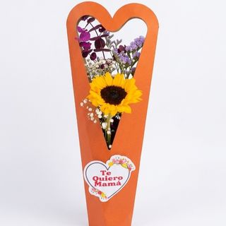 Caja corazonada con girasol