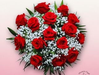 Ramo de 12 rosas rojas y paniculata