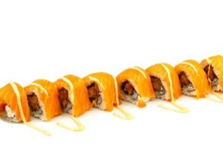 90B.Uramaki Salsa Mango +Surimi+Aguacate+Queso+Salmon(8 Uds)