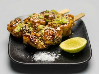 Brochetas de pollo ECO con salsa Teriyaki a la parrilla