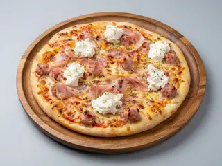 Pizza Salsiccia Con Ricotta Y Panceta (Mediana Redonda De 30 Cm.)