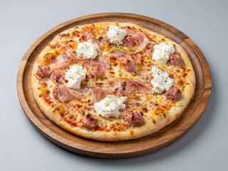 Pizza Salsiccia Con Ricotta Y Panceta (Mediana Redonda De 30 Cm.)