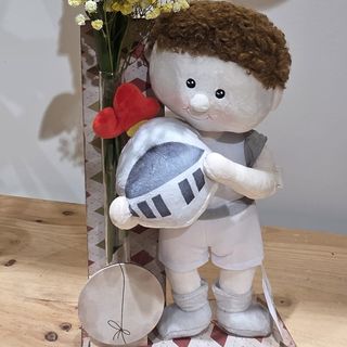 SANT JORDI DE PELUCHE DE 35CM CON ROSA NATURAL