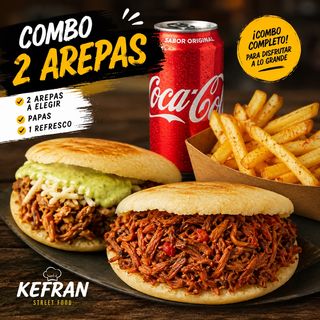 2 arepas + papas +refresco