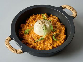 Risotto de nduja y burrata italiana