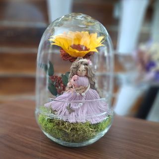 Terrarium Girasol Preservado "Muñequita"