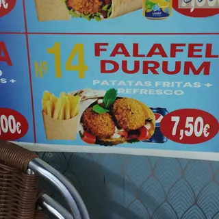 Menú falafel durum