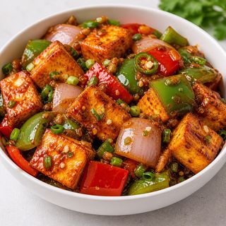 Chilli Paneer (Queso Indio Salteado Picante)