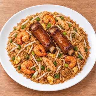 Arroz especial (Chino Venezolano) con Costillas, gambas,y Pollo