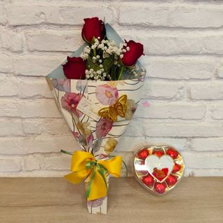 3 Rosas Rojas Con Bombones