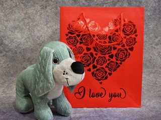 PERRITO AZUL CROCHET CON BOLSA