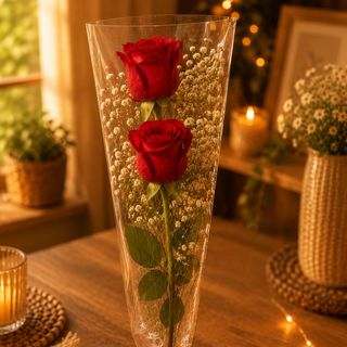 2 rosas rojas