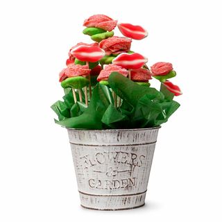 MACETA DE METAL CON ROSAS