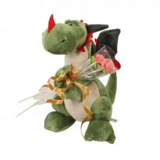 Peluche Dragón Verde con Rosas 30 cms