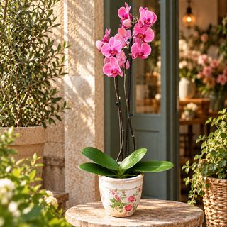 Orquídea en maceta vintage