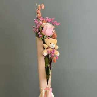 1 Rosa Rosa Con Peluche Y Presentación
