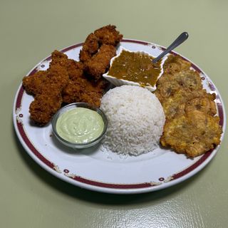 Rabas + arroz + menestra