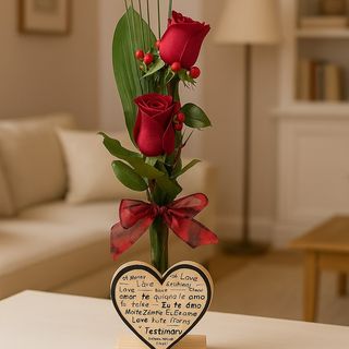 2 Rosas naturales Corazón