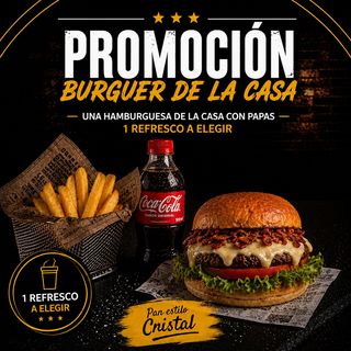 Promo Burguer de la Casa + Papas + Refresco