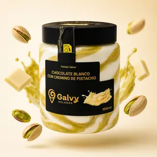 Helado de Chocolate Blanco con Cremino de Pistacho