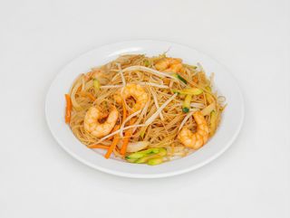 Fideo  de arroz con gambas