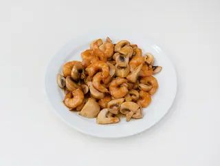 Gambas con champiñones 