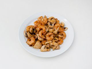 Gambas con champiñones 
