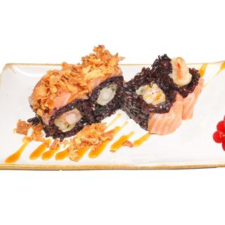 140.Arroz negro langostino frito,salmony cebolla  8u