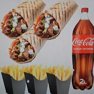 3 durums+3 patata+Coca Cola 2L