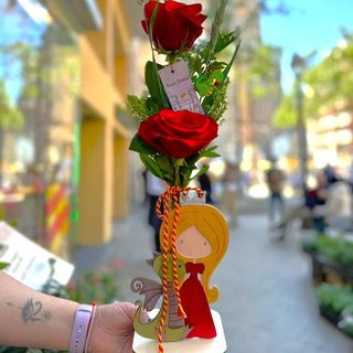 Dragón y Princesa Madera 2 Rosas de Sant Jordi