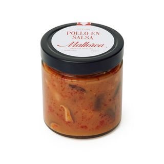 Contramuslos de pollo deshuesados en salsa. Frasco 400 g