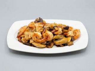 66. Gambas Con Bambú Y Setas Chinas