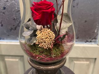 Copa sobre peana con rosa eterna