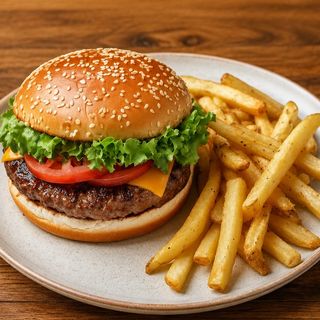 Hamburguesa De Pollo Con Patatas