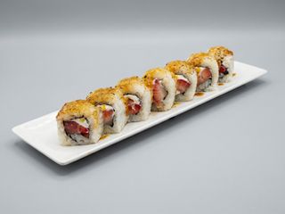 7. California de atún, fresa, queso crema, caramerizado (8uds.)