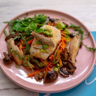 Lomo de bacalao flambeado