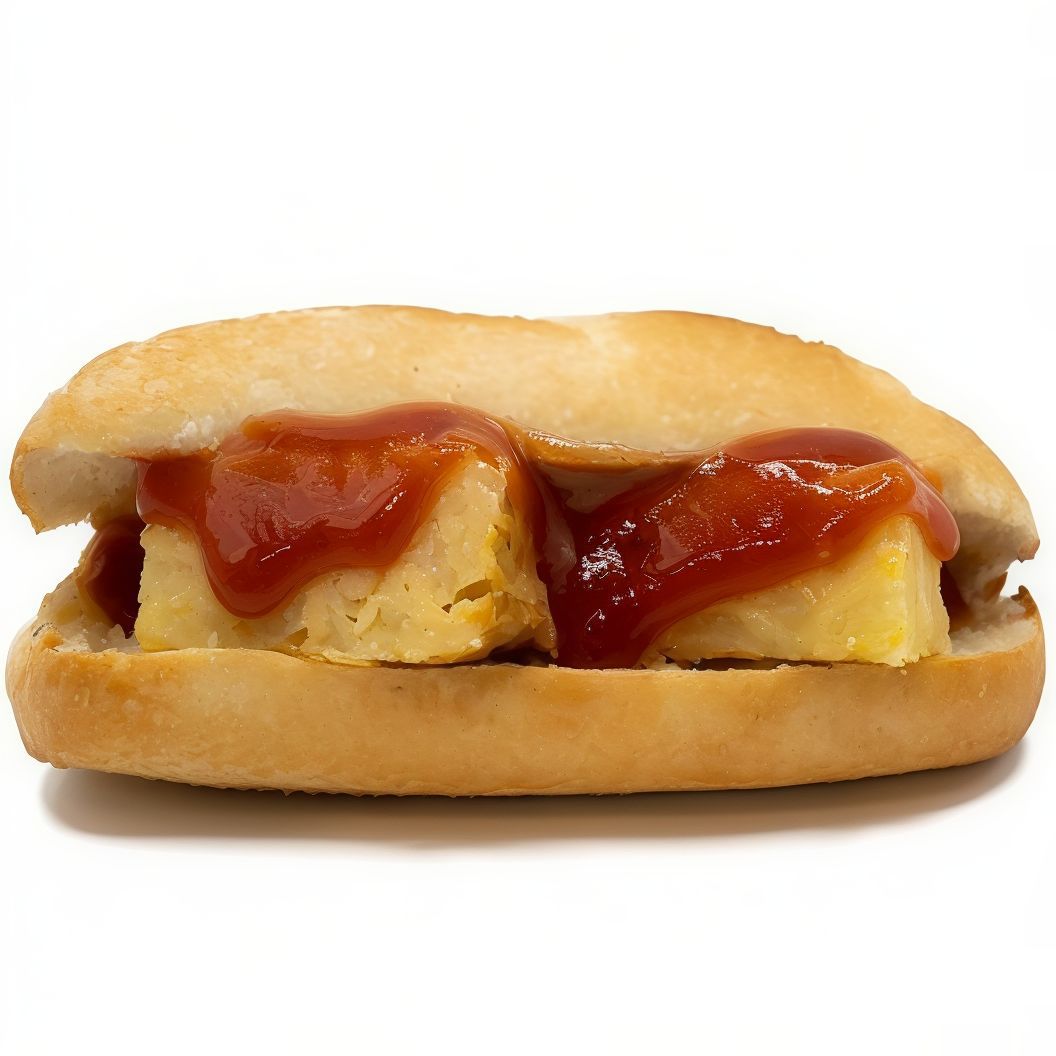 Montadito De Tortilla De Patatas Con Ketchup