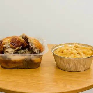 Pollo y ración de patatas