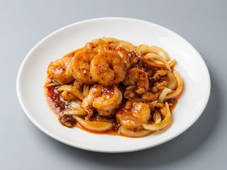 Langostinos Con Salsa De Ajos Picante A La Plancha