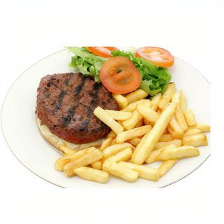 # 5 - Hamburguesa Con Ensalada Y Patatas Fritas