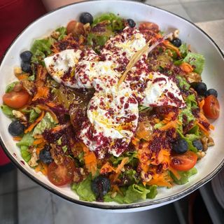 Ensalada De Burrata Con Brotes Vivos
